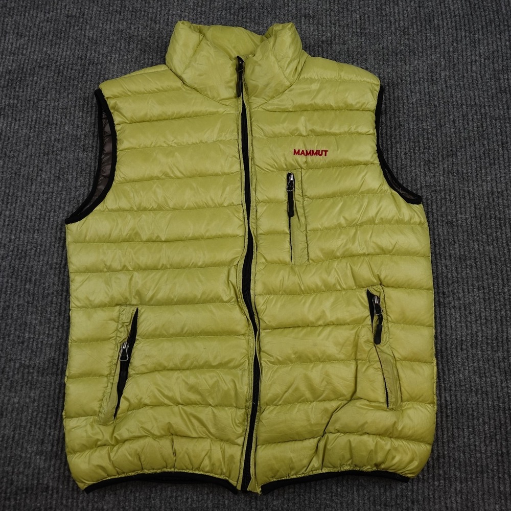 Mammut Down Vest Mens Medium Green Puffer Full Zip Gore DryLoft Lightweight